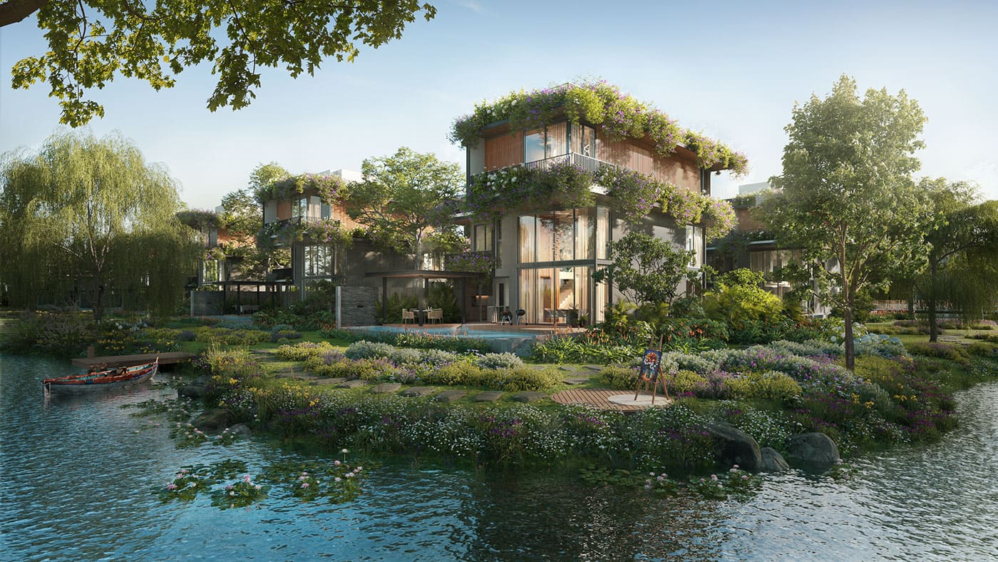 Hình ảnh biệt thự Đơn Lập RiverFront Villas tại The Riverwalk thuộc dự án EcoVillage Saigon River.