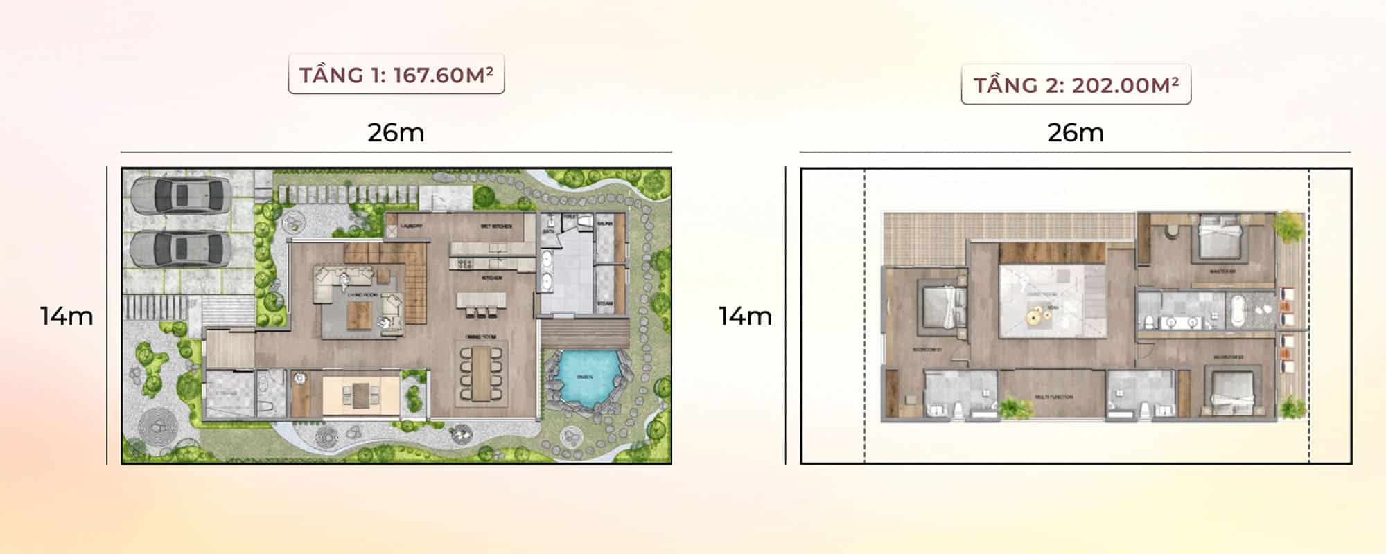 Layout Biệt Thự Đơn Lập Onsen Village tại dự án Eco Sky Park Hải Phòng.